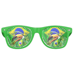 Lunettes De Fête Retro Toco Toucan avec Cravate du drapeau brésilien