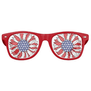 Lunettes De Fête Retro Tournesol patriotique