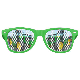 Lunettes De Fête Retro Tracteur vert