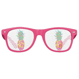 Lunettes De Fête Retro Triangles géométriques roses Girly Ananas