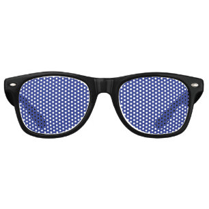 Lunettes De Fête Retro un avion volant dans le ciel avec un fond bleu