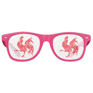 Lunettes De Fête Retro Un coq rouge