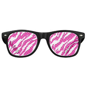 Lunettes De Fête Retro Un motif floral complexe en rose et blanc, art