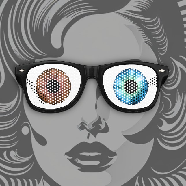 Lunettes De Fête Retro Un oeil bleu et un oeil Brown ! (Créateur téléchargé)