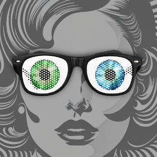 Lunettes De Fête Retro Un oeil bleu et un oeil vert !