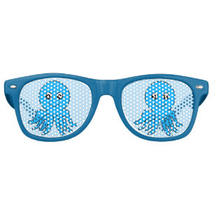 Lunettes De Fête Retro Vacances bleues de plage de poulpe