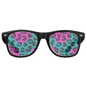 Lunettes De Fête Retro Verres de Sun turquoises et roses de guépard
