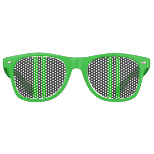 Lunettes De Fête Retro Vibrant Vert Carbone Fiber Style Racing Stripes