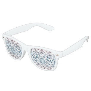 Lunettes De Fête Retro Vintage Damask Wallpaper - bleu violet rouge