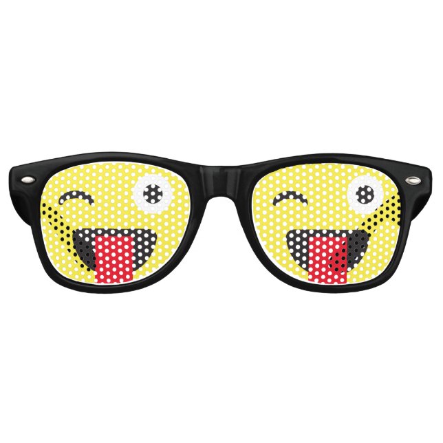 Lunettes De Fête Retro Visage avec Emoji de langue (Devant)