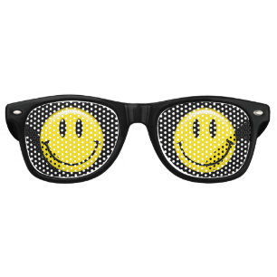 Lunettes De Fête Retro Visage de sourire jaune classique mignon