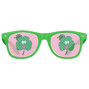 Lunettes De Fête Retro Visage de trèfle mignon