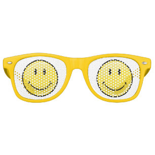 Lunettes De Fête Retro Visage heureux jaune classique