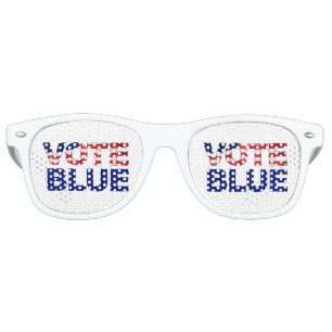 Lunettes De Fête Retro VOTE Blue American Flag Democrat