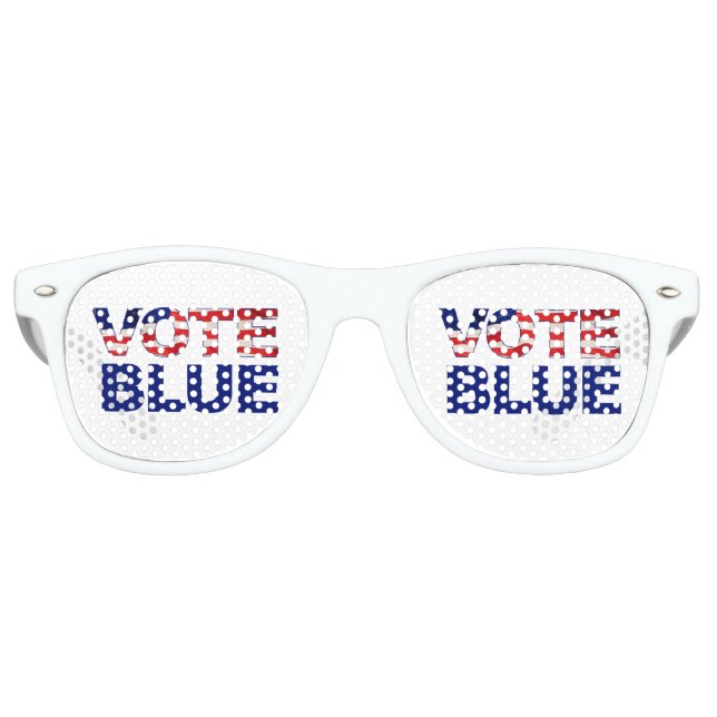 Lunettes De Fête Retro VOTE Drapeau Bleu Américain Démocrate (Devant)