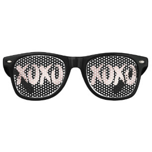 Lunettes De Fête Retro XOXO rose pâle Script de brosse lettres main