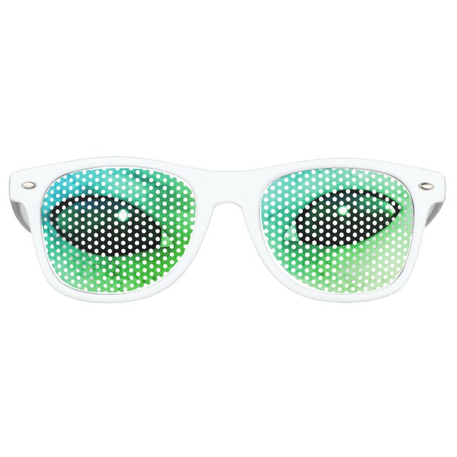 LUNETTES DE FÊTE RETRO YEUX ALIENS. YEUX EXTRATERRESTRES VERTS (Devant)