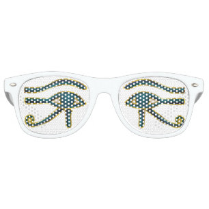 Lunettes De Fête Retro Yeux bleu et or égyptien