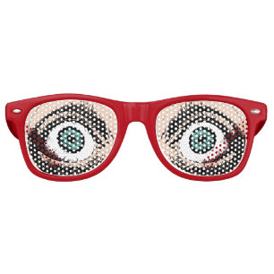 Lunettes De Fête Retro "Yeux effrayés" Peau claire et yeux personnalisabl