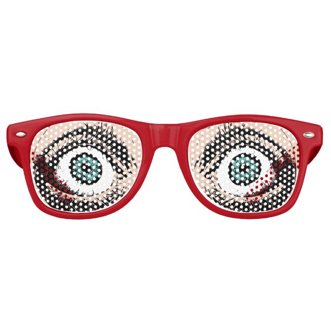 Lunettes De Fête Retro "Yeux effrayés" Peau claire et yeux personnalisabl (Devant)