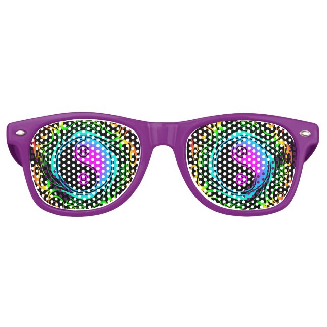 Lunettes De Fête Retro Yin Yang Psychedelic Rainbow Tattoo (Devant)