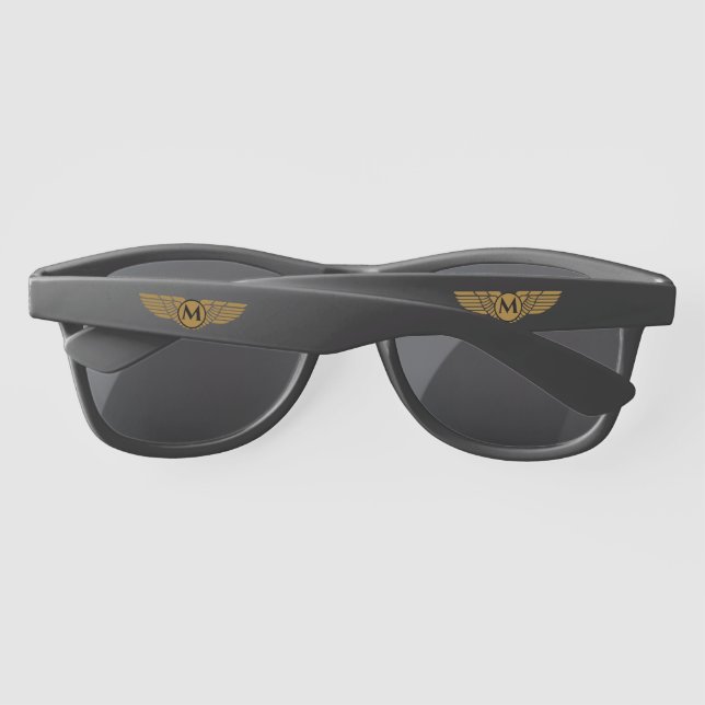 Lunettes De Soleil Angel Wings Vintage Golden Nom initial Monogramme (Dos)