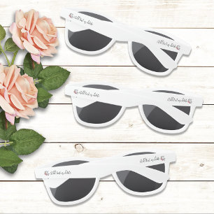 Lunettes De Soleil Blanc Unicorne rose Fleurs Bleu