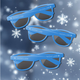 Lunettes De Soleil Bleu des flocons de neige du dragon blanc d'hiver