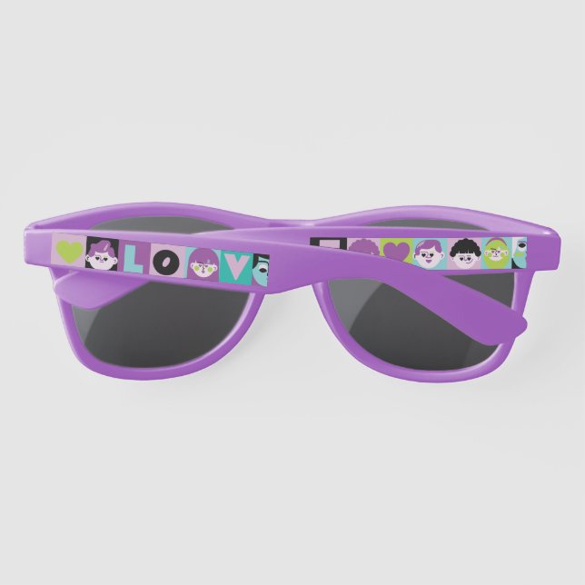 Lunettes De Soleil Caras Divertidas Boda Festivalera Púrpura Turquesa (Dos)