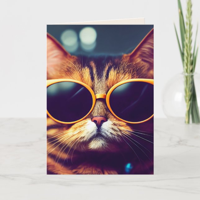 LUNETTES DE SOLEIL CHAT COOL CARTES D'ANNIVERSAIRE (Devant)
