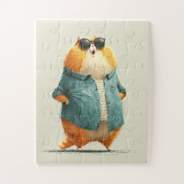 Lunettes de soleil cool Chat - Puzzle élégant (Vertical)
