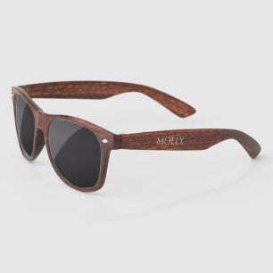 Lunettes De Soleil Cool Faux Wood tendance Stylish Nom personnalisé