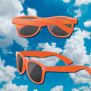 Lunettes De Soleil Couleur solide orange monogrammée