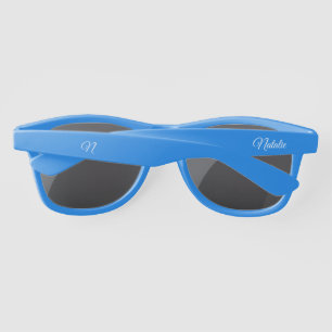 Lunettes De Soleil Couleur uni bleu royal monogrammée