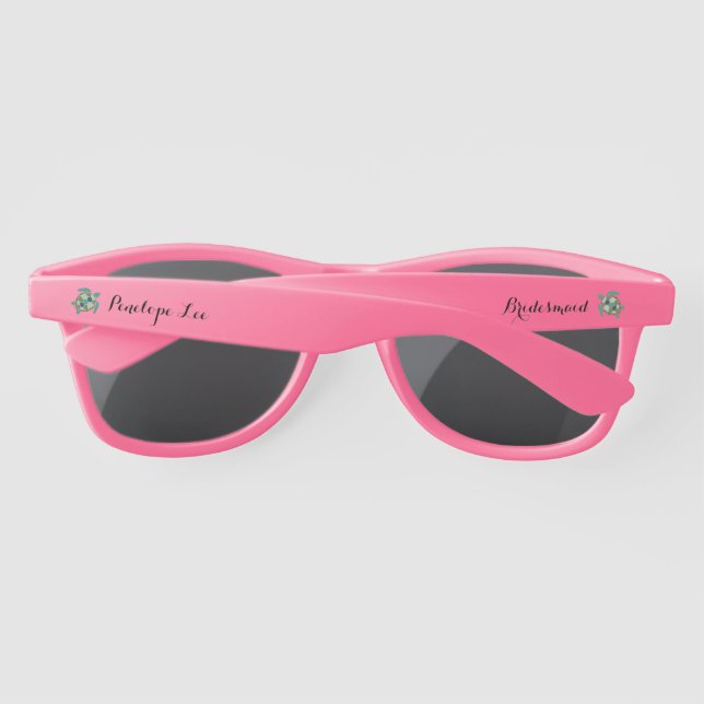 Lunettes De Soleil Cute Petite Tortue Verte Mourate avec nom (Dos)