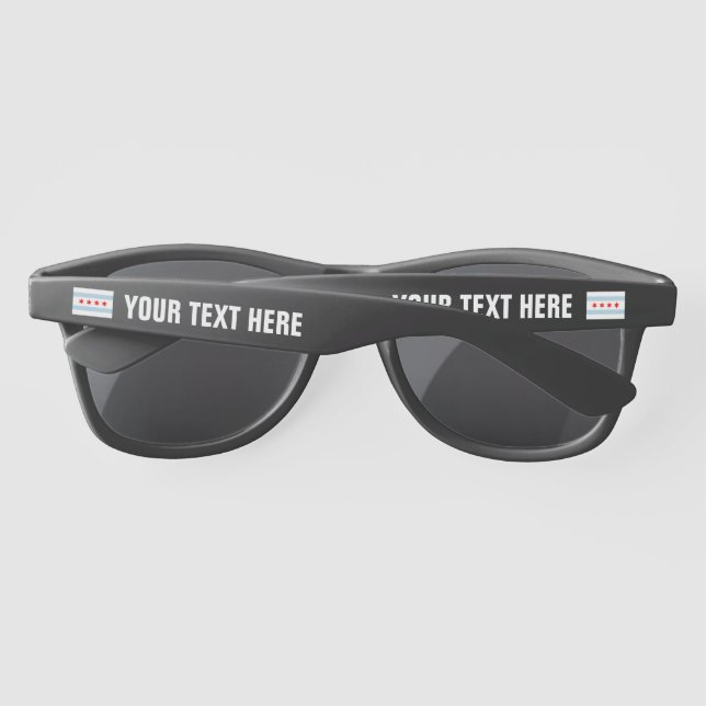 Lunettes De Soleil Drapeau de ville de Chicago coutume noir (Dos)