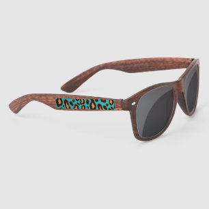 Lunettes de soleil Empreinte de léopard turquoise