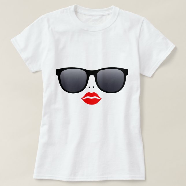 Lunettes de soleil et lèvres rouges - T-shirt (Design devant)