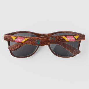 Lunettes De Soleil Formes de collage tropicales estivales Monogrammée