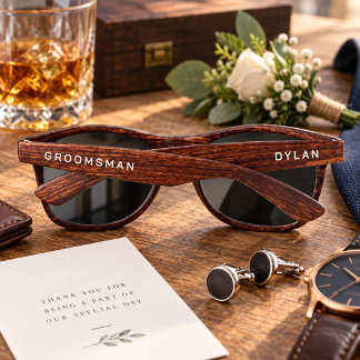 Lunettes De Soleil Garçon d'honneur simple minimal personnalisé bois 