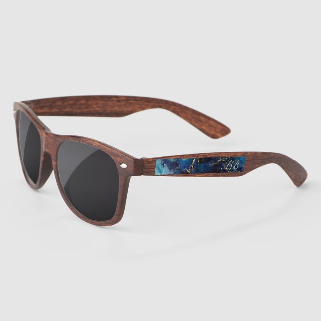 Lunettes De Soleil Groom Groomsman Blue Mariage personnalisé (Gauche)