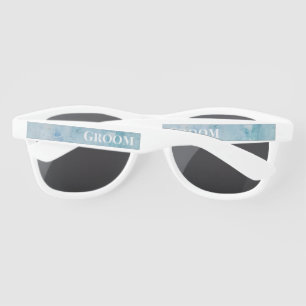 Lunettes De Soleil Groom Groomsman Custom Blue Classy