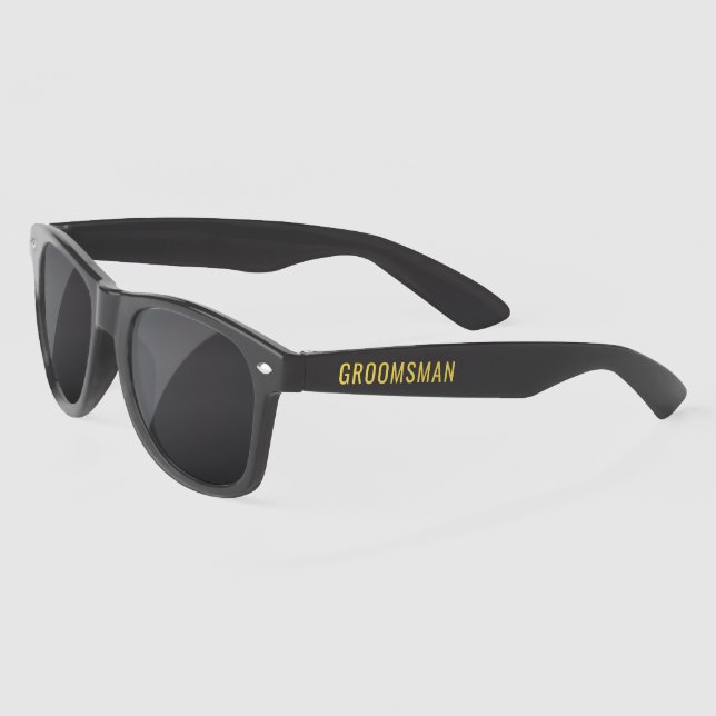 Lunettes De Soleil Groomsmen Noir Et Or Mariage Personnalisé (Gauche)