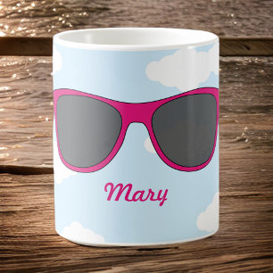 Lunettes de soleil magenta amusantes contre Mug de