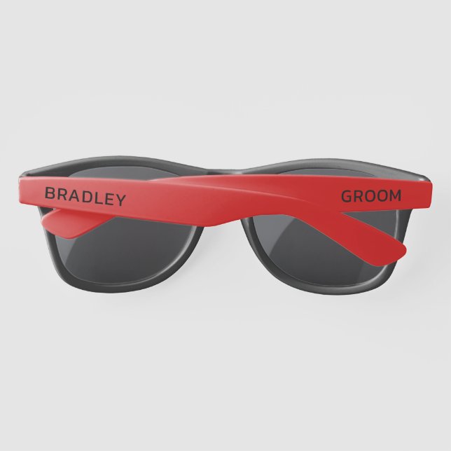 Lunettes De Soleil Mariage Groom Moderne Nom personnalisé Personnalis (Dos)