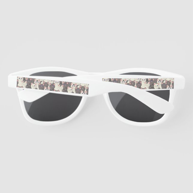 Lunettes De Soleil Motif de chats blancs et gris (Dos)