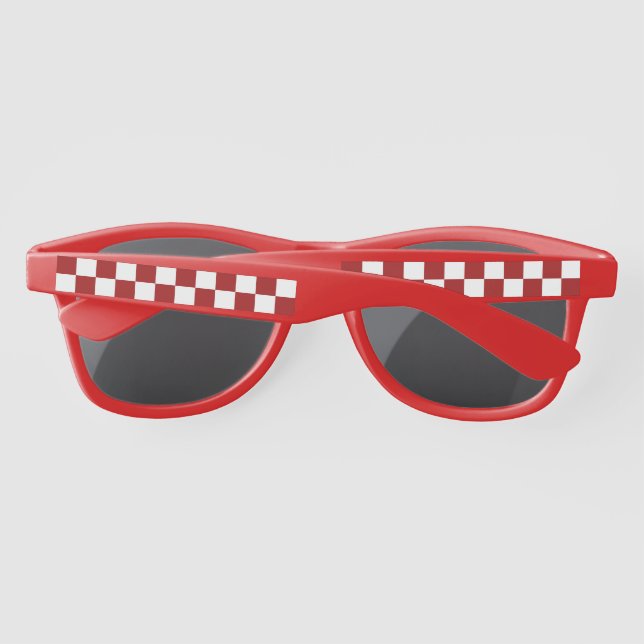 Lunettes De Soleil Motif de tableau rouge et blanc de canneberge (Dos)