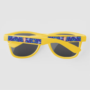 Lunettes De Soleil Motif Fleurs bleues Abstraites