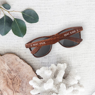 Lunettes De Soleil Nautical Rustic Ancre Nom du bateau