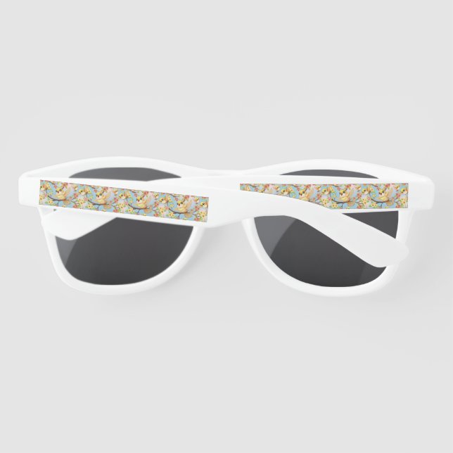 Lunettes De Soleil Oiseaux mignons et heureux parmi les fleurs du pri (Dos)